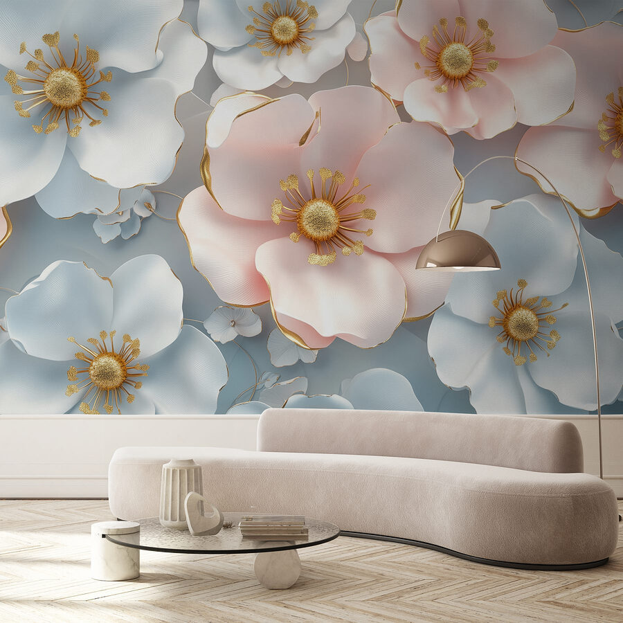 Groupe de fleurs blanches et roses