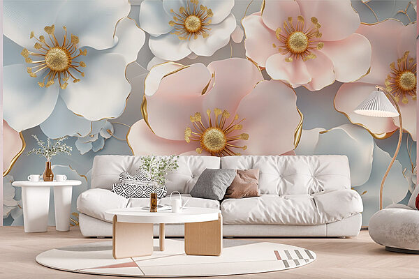 Groupe de fleurs blanches et roses Groupe de fleurs blanches et roses