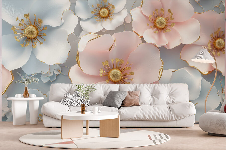 Groupe de fleurs blanches et roses