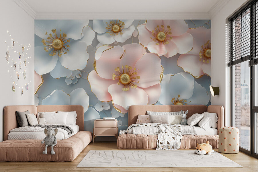 Groupe de fleurs blanches et roses