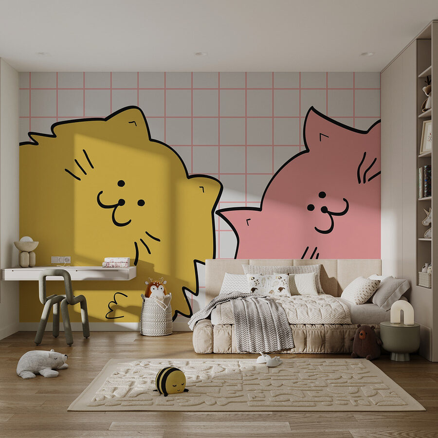 Chat jaune et rose