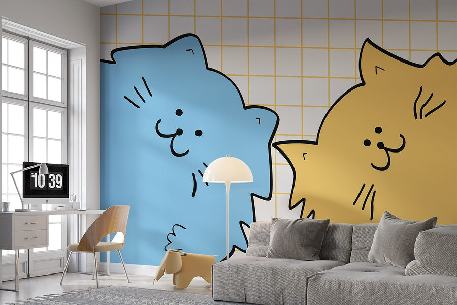 Chat bleu et jaune