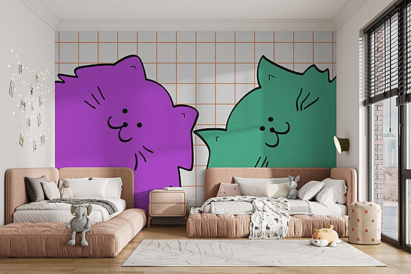 Chat violet et vert Chat violet et vert