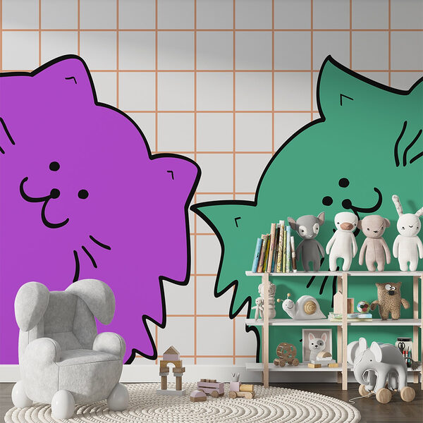 Chat violet et vert Chat violet et vert