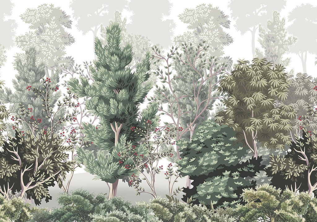 Groupe d'arbres avec des baies rouges Groupe d'arbres avec des baies rouges