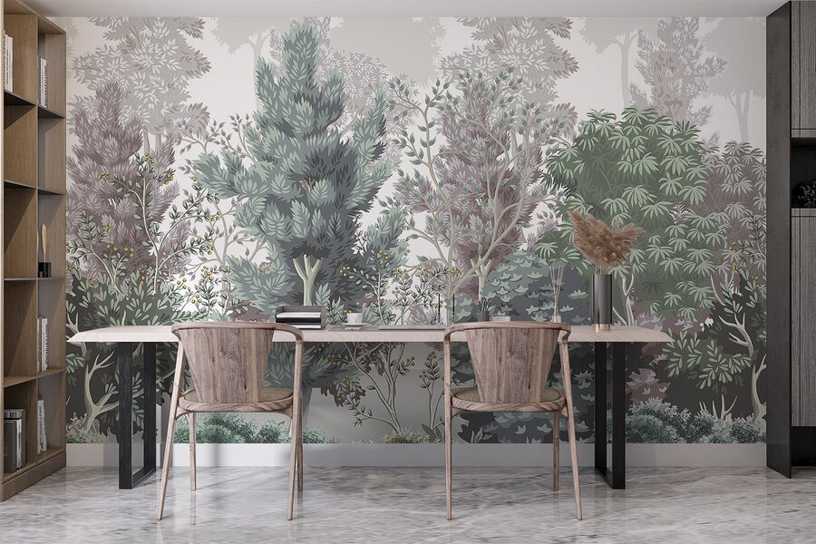 Groupe d'arbres et de buissons