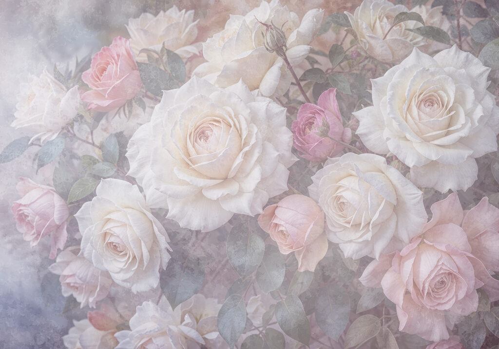 Groupe de roses blanches et roses Groupe de roses blanches et roses