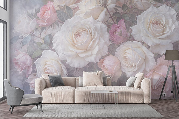 Groupe de roses blanches et roses Groupe de roses blanches et roses