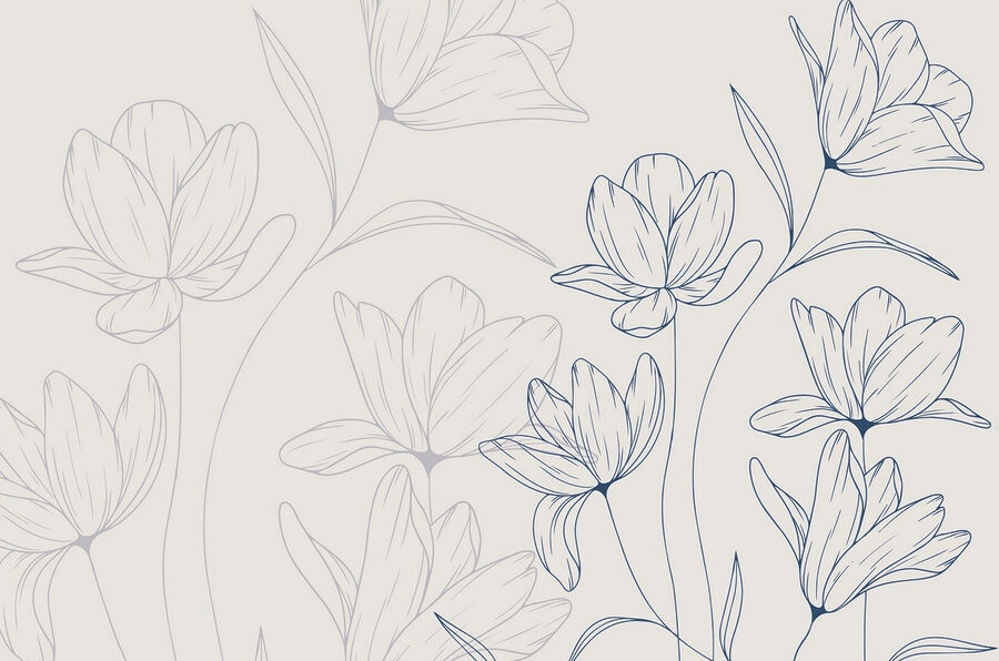 Papier peint Dessin de fleurs sur fond blanc – Image 3