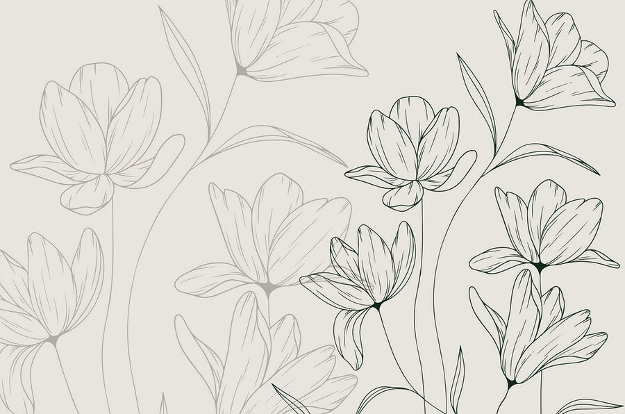 Papier peint Dessin de fleurs sur fond blanc – Image 3