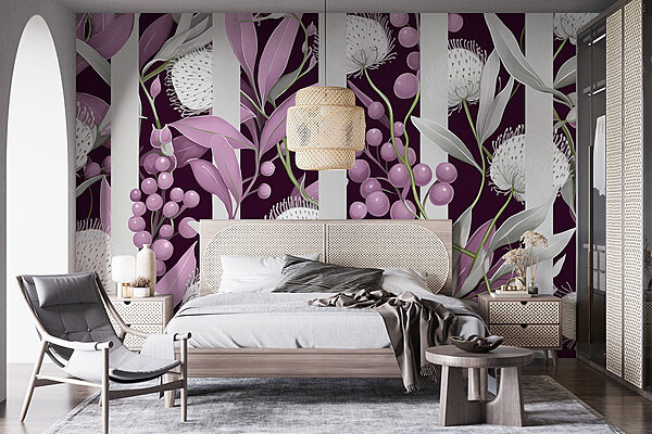 Motif floral violet et blanc Motif floral violet et blanc