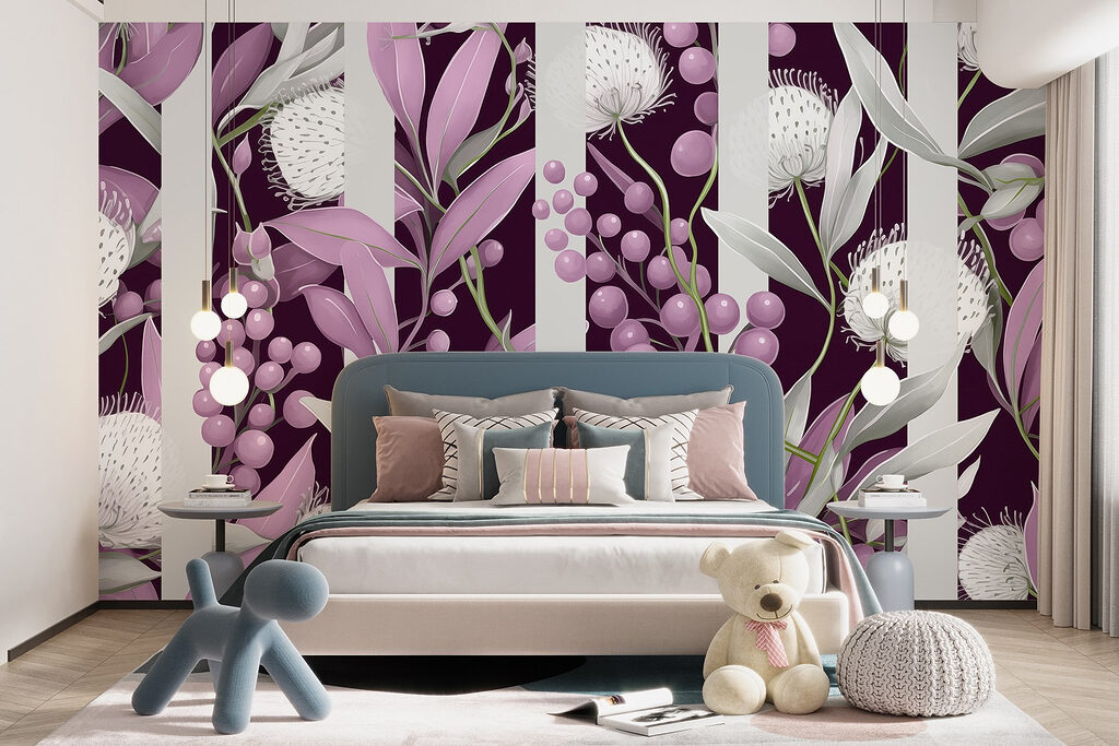Purple and white floral pattern