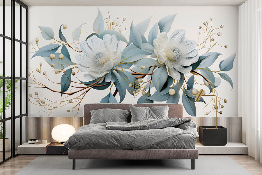 Fleurs et feuilles blanches