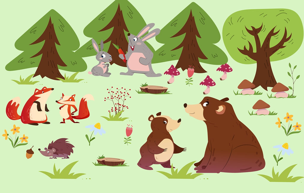 Groupe d'animaux dans les bois Groupe d'animaux dans les bois
