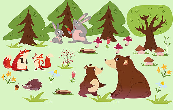Groupe d'animaux dans les bois Groupe d'animaux dans les bois