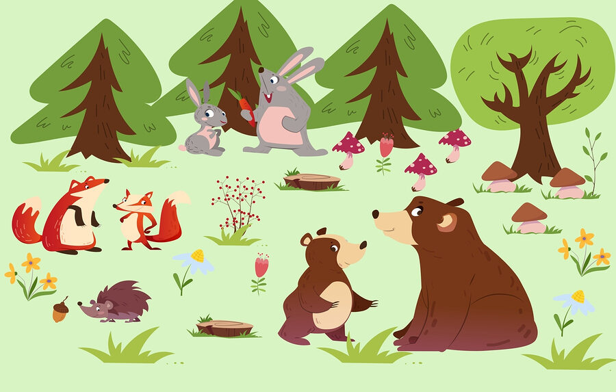 Groupe d'animaux dans les bois