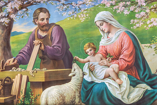 Peinture d'un homme et d'une femme tenant un bébé dans leurs bras Peinture d'un homme et d'une femme tenant un bébé dans leurs bras