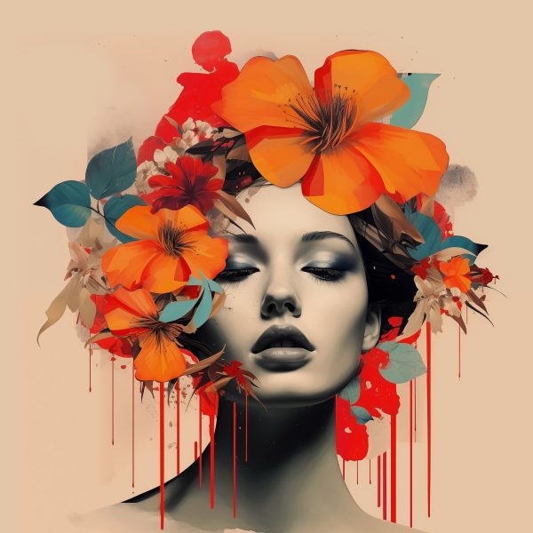 Femme avec des fleurs dans les cheveux Femme avec des fleurs dans les cheveux