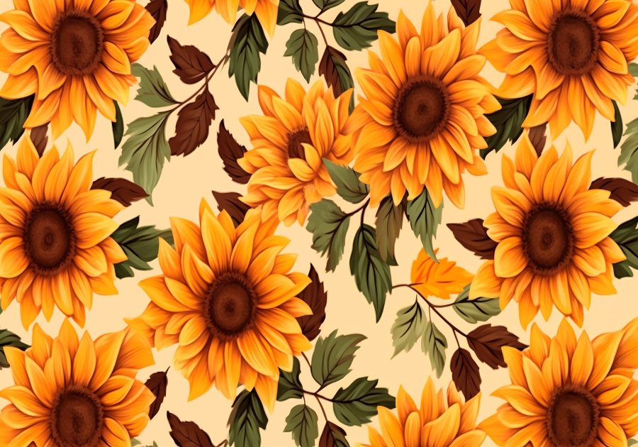 Papier peint Motif de tournesols et de feuilles – Image 4