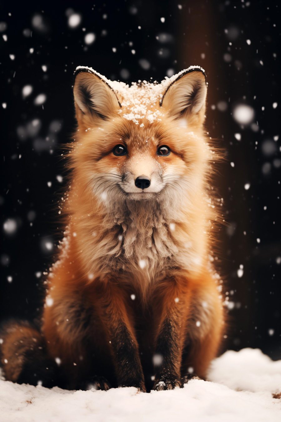 Renard avec de la neige sur la tête Renard avec de la neige sur la tête