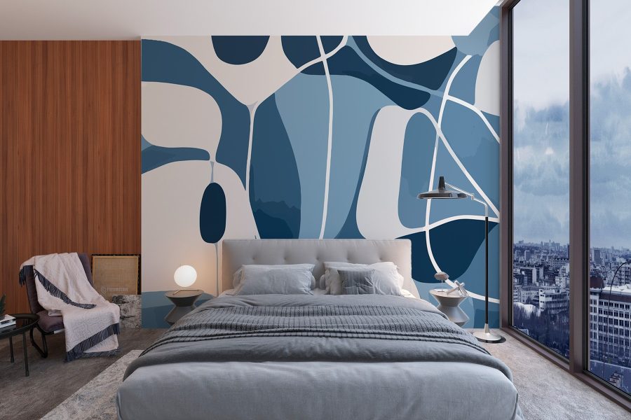 Motif bleu et blanc