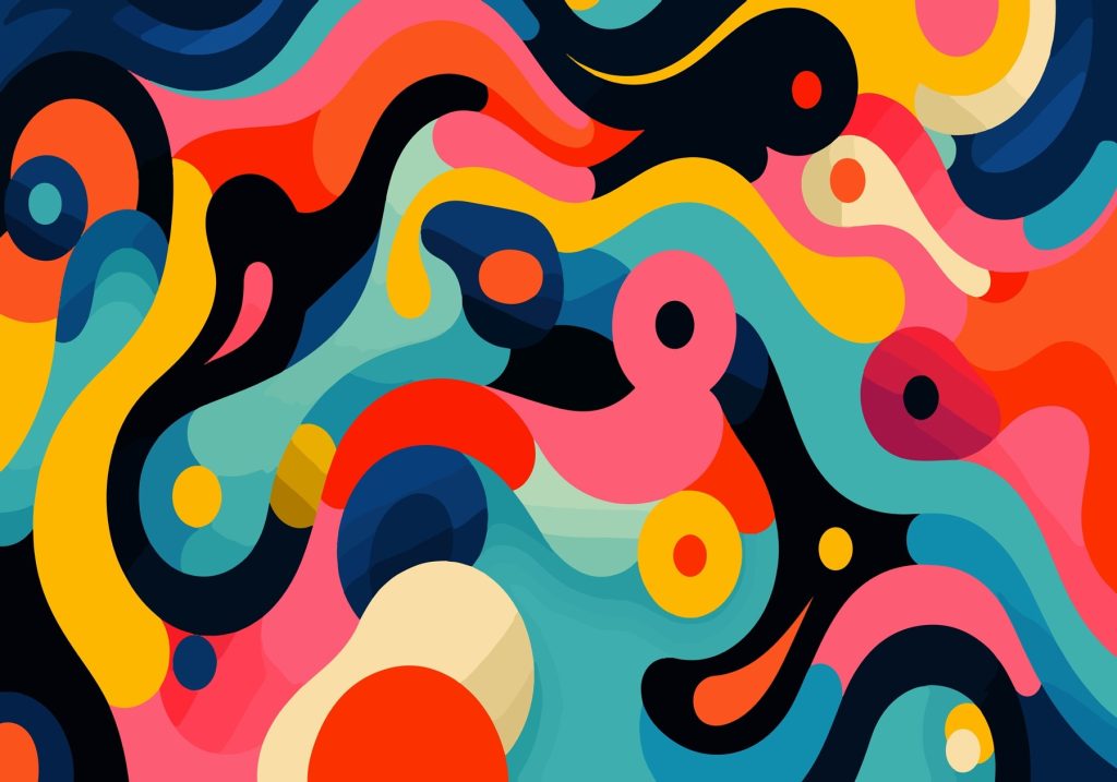 Motif coloré avec des cercles et des points Motif coloré avec des cercles et des points