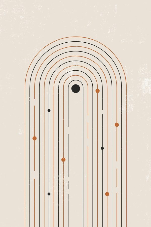 Lignes et points noirs et orange Lignes et points noirs et orange
