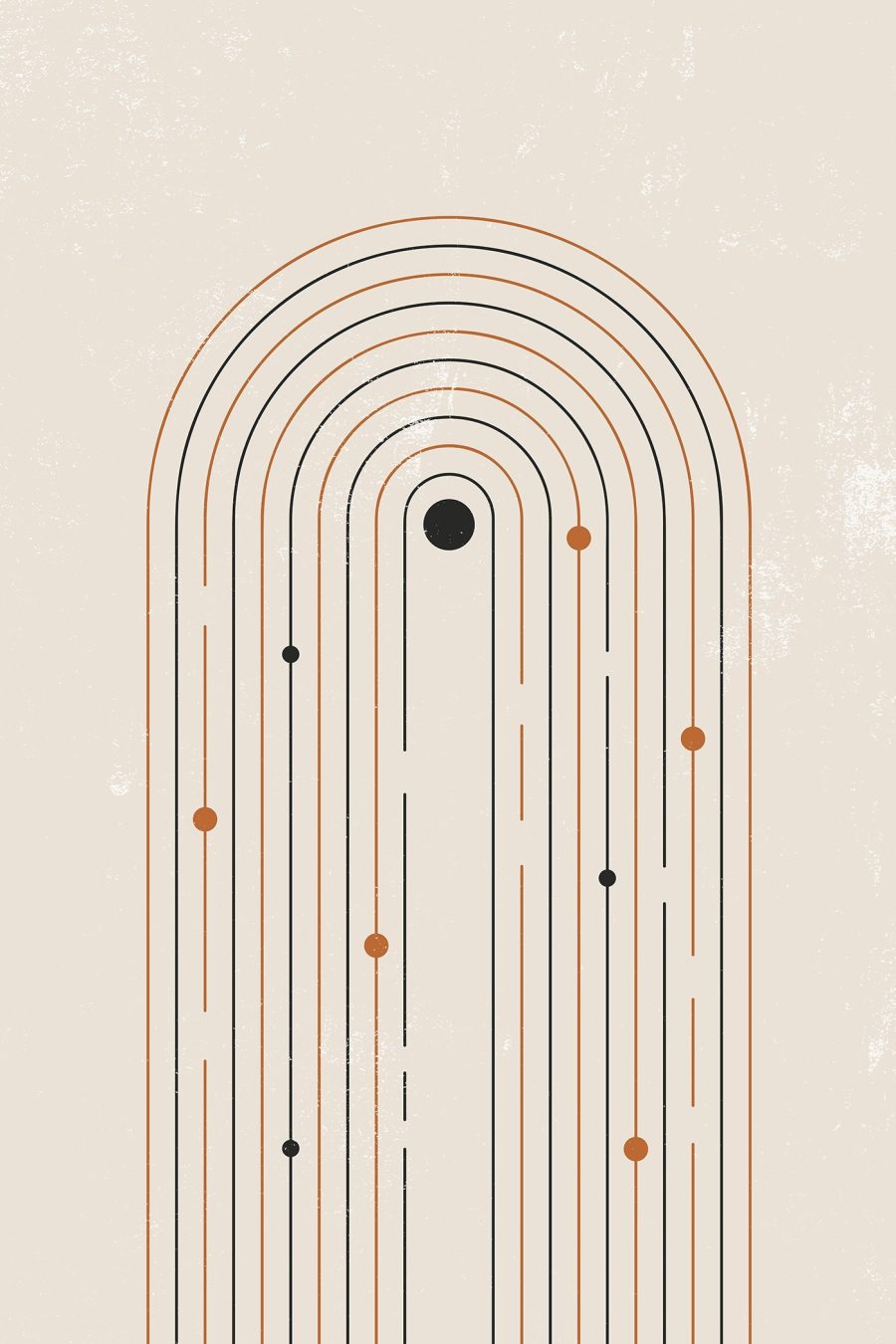 Lignes et points noirs et orange Lignes et points noirs et orange