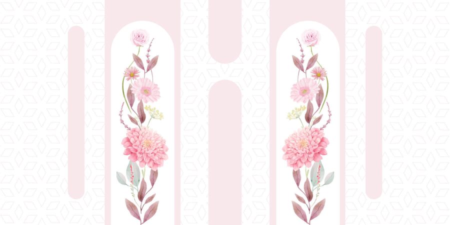 Fleurs et feuilles roses sur fond blanc Fleurs et feuilles roses sur fond blanc