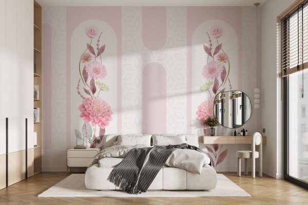 Fleurs et feuilles roses sur fond blanc Fleurs et feuilles roses sur fond blanc