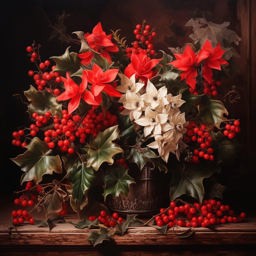 Painting of flowers and berries