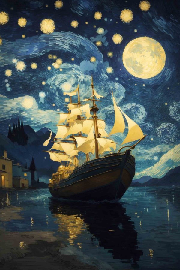 Peinture d'un bateau dans l'eau Peinture d'un bateau dans l'eau