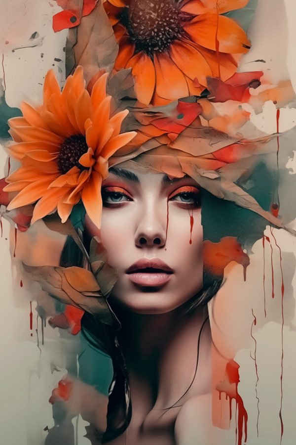 Femme avec des fleurs dans les cheveux Femme avec des fleurs dans les cheveux