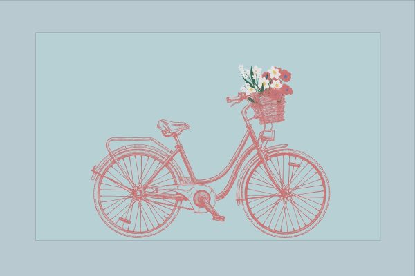 Bicyclette avec des fleurs dans un panier Bicyclette avec des fleurs dans un panier