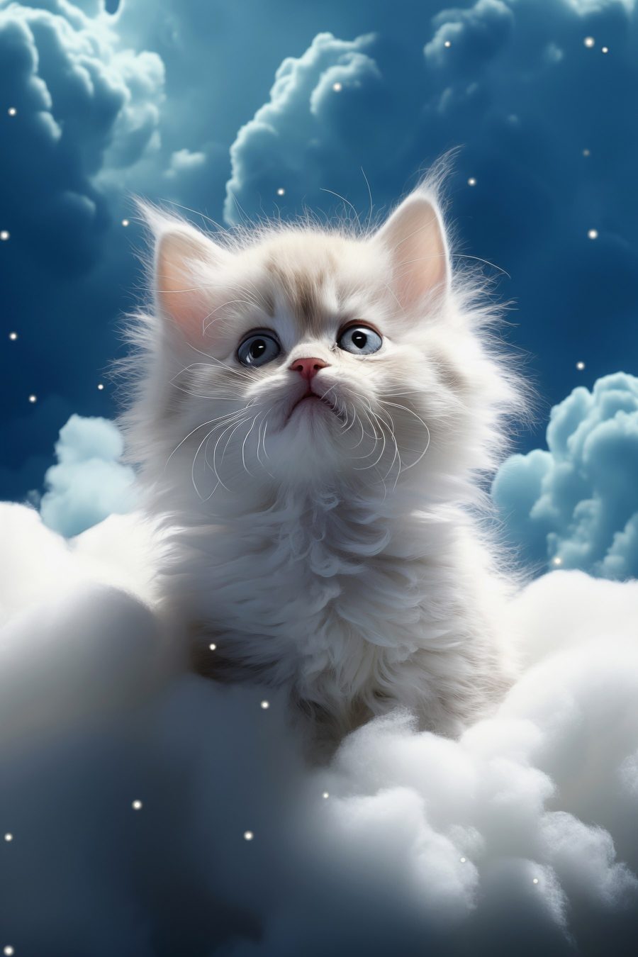Chat assis sur un nuage