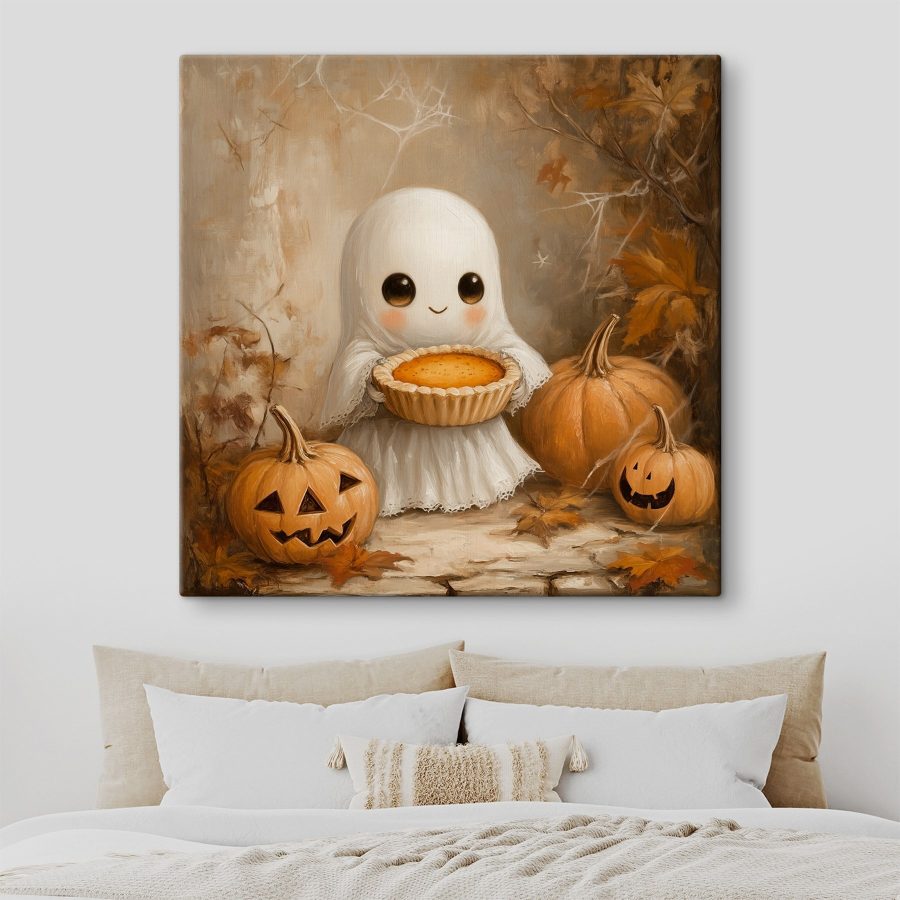 Peinture d'un fantôme tenant une tarte