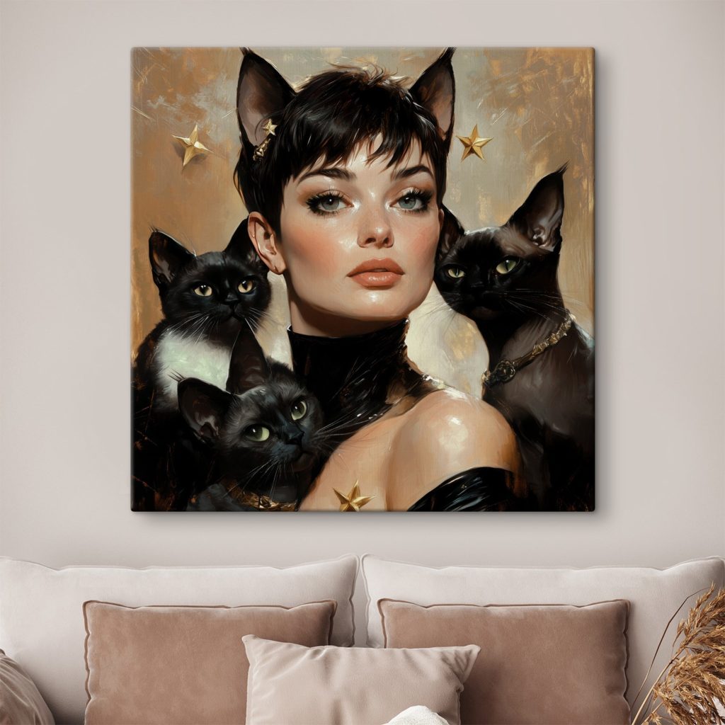 Woman with cats around her neck