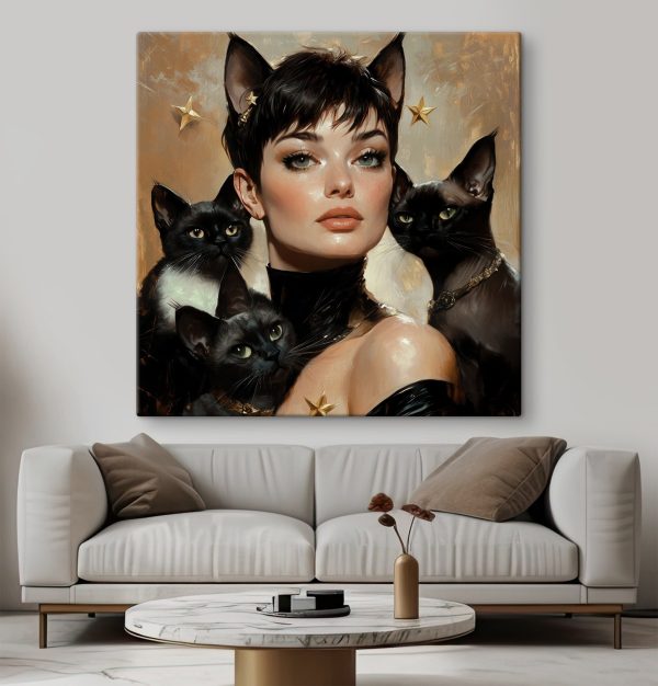 Femme avec des chats autour du cou Femme avec des chats autour du cou