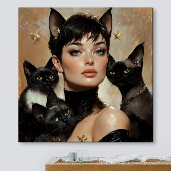 Femme avec des chats autour du cou Femme avec des chats autour du cou