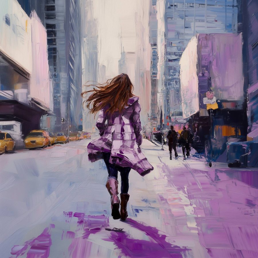 Tableaux Femme courant dans une rue – Image 12