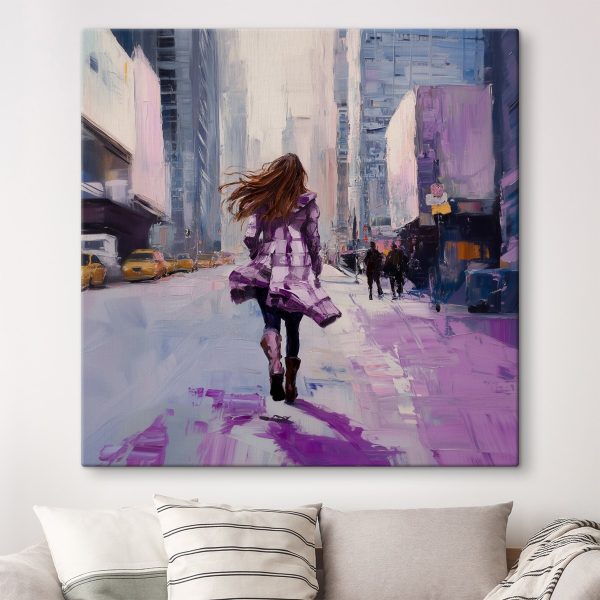 Woman running down a street Woman running down a street