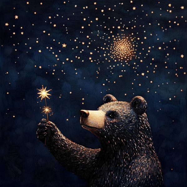 Ours tenant un cierge magique Ours tenant un cierge magique