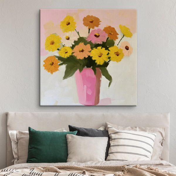 Peinture de fleurs dans un vase rose Peinture de fleurs dans un vase rose