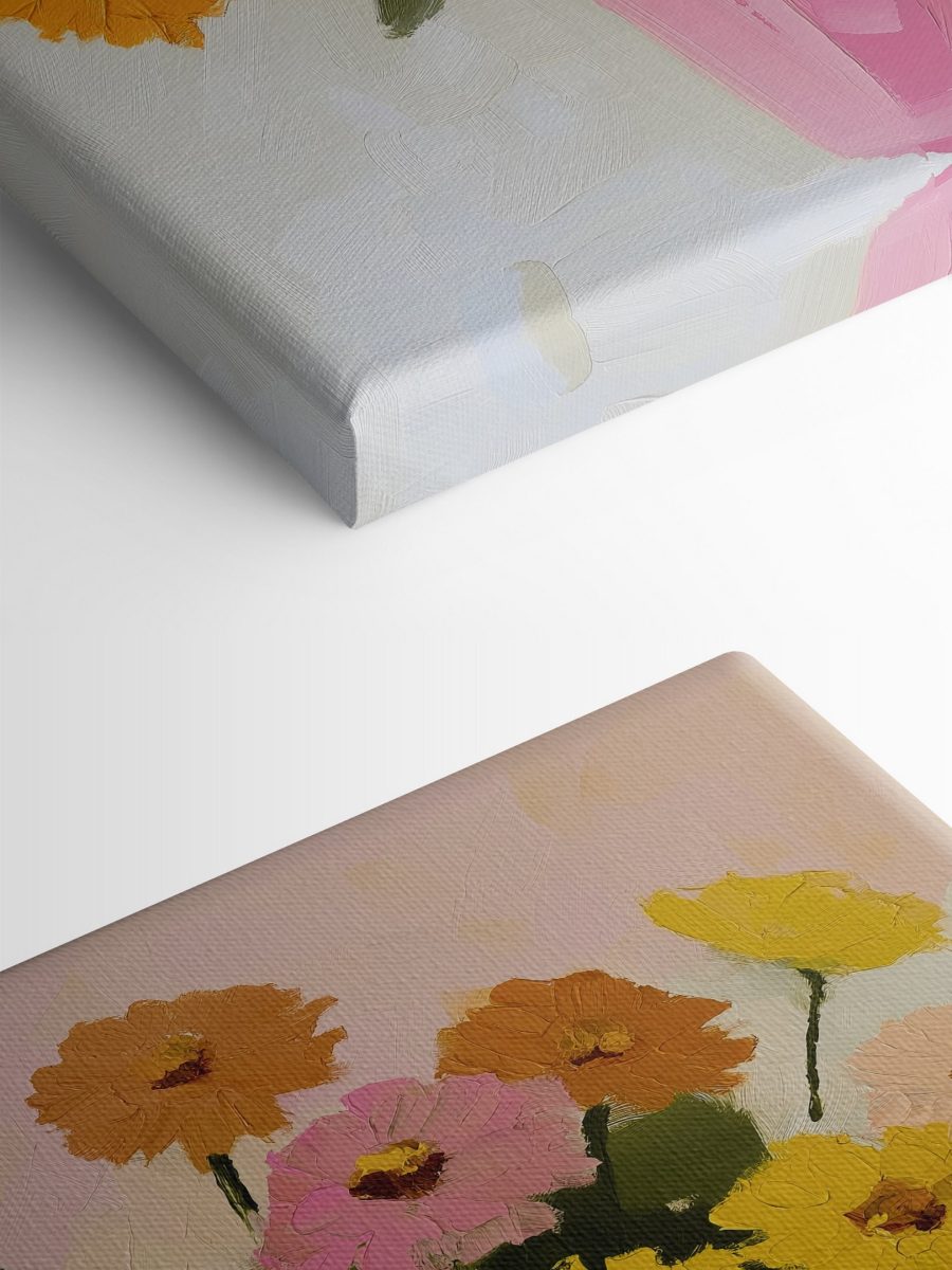 Peinture de fleurs dans un vase rose