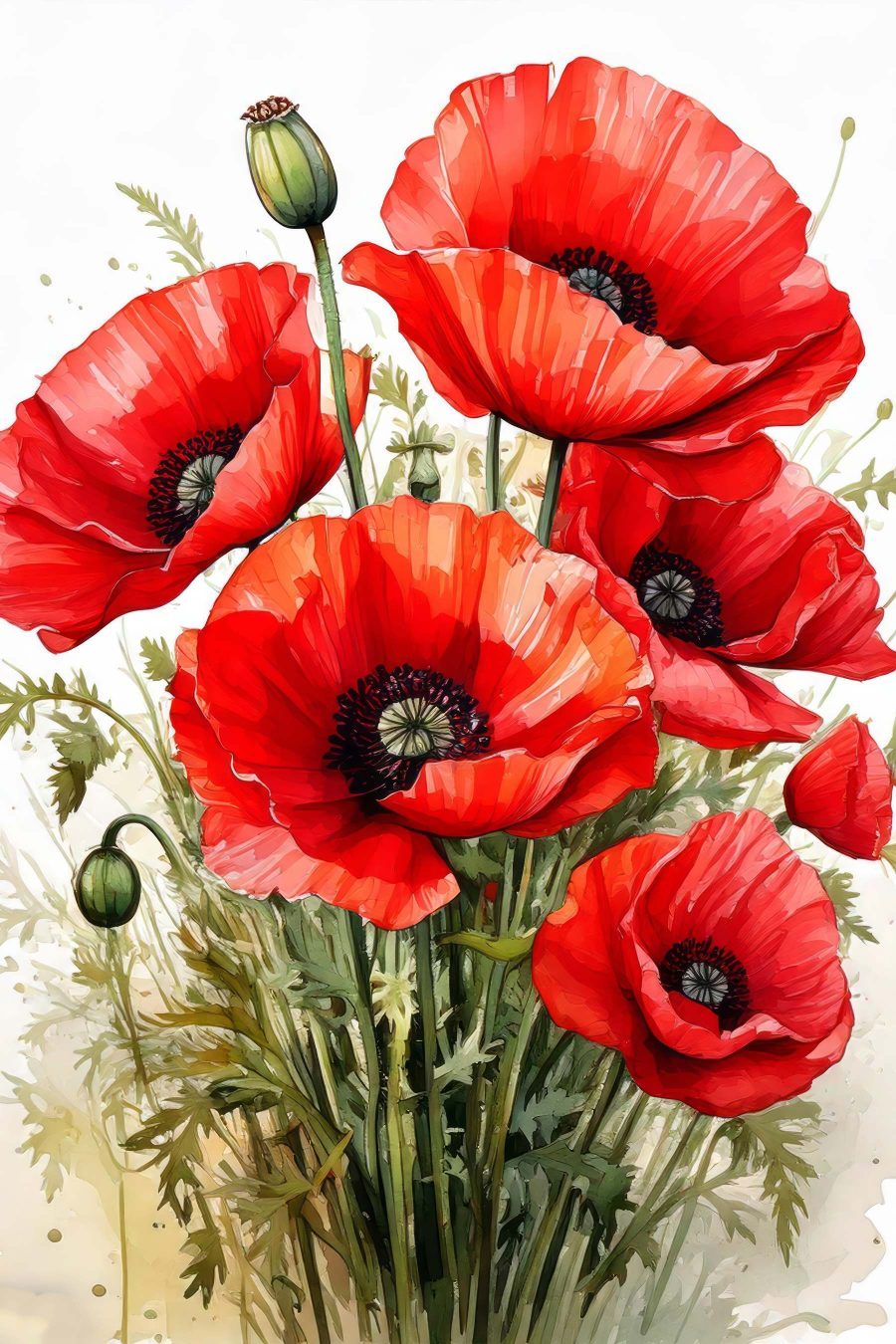 Peinture de fleurs rouges