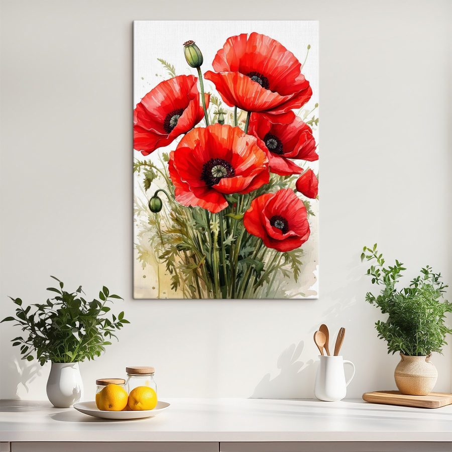 Peinture de fleurs rouges