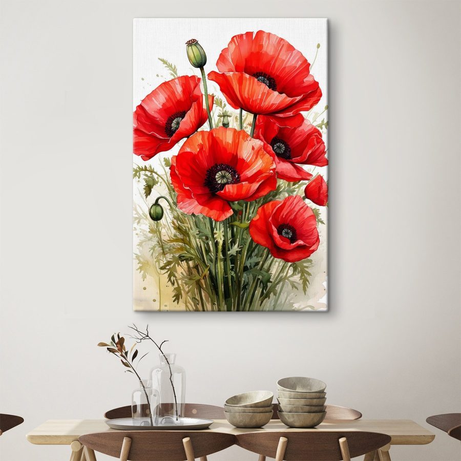 Peinture de fleurs rouges