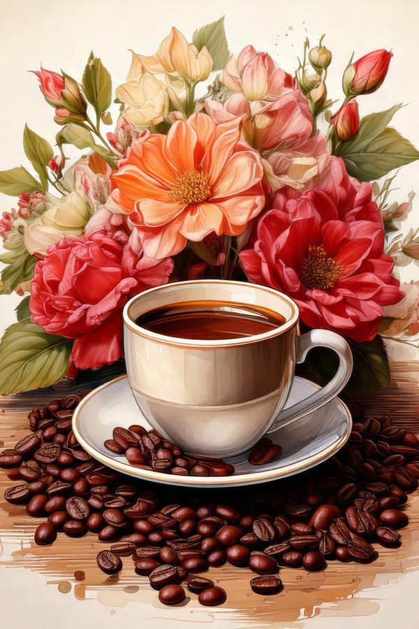 Tasse de café et fleurs Tasse de café et fleurs