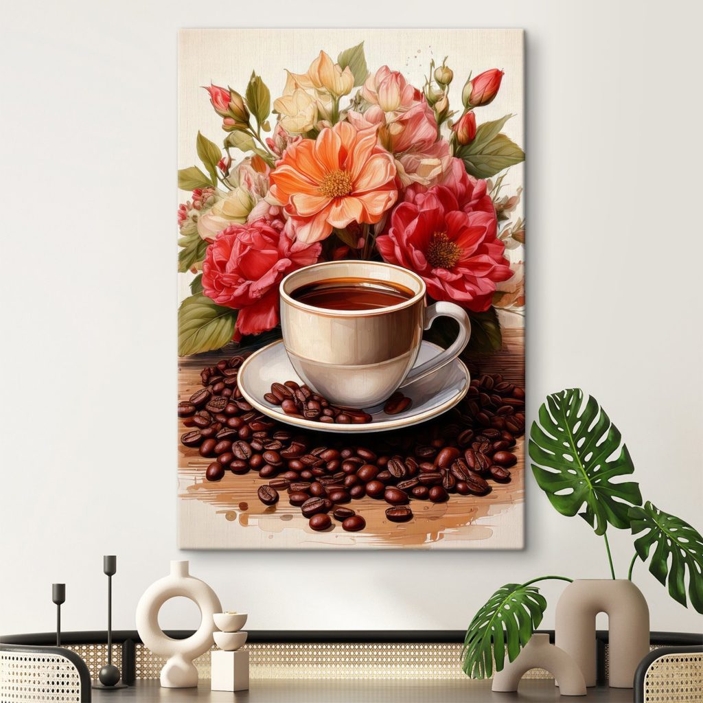 Cup of coffee and flowers Cup of coffee and flowers