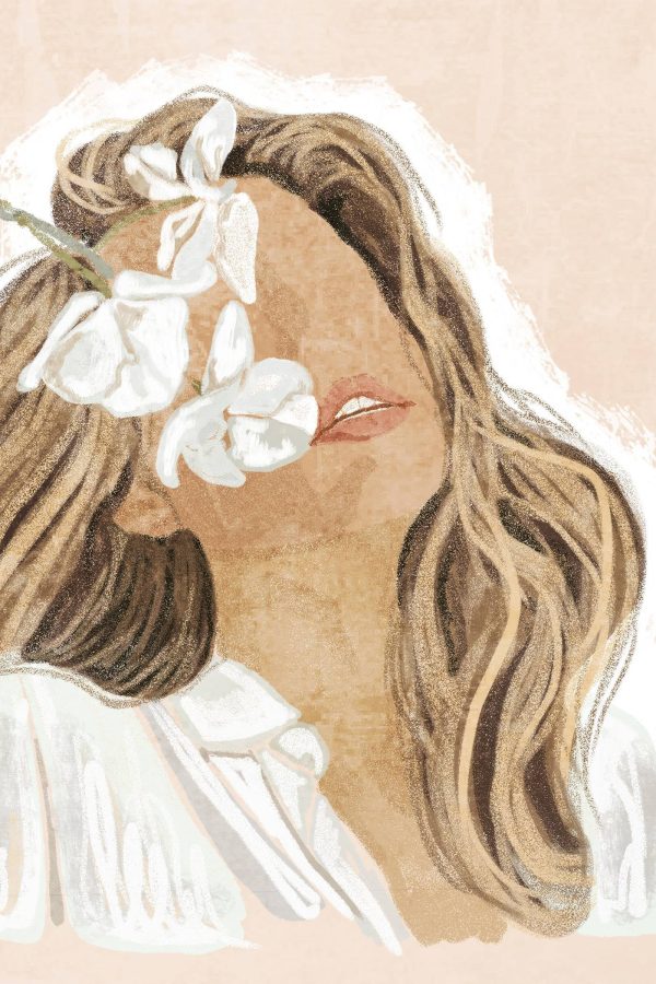 Femme avec des fleurs dans les cheveux Femme avec des fleurs dans les cheveux